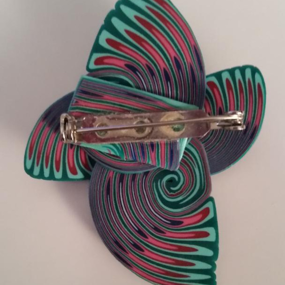 Purple, Pink, and Blue Clay Pin - Picture 3 of 3